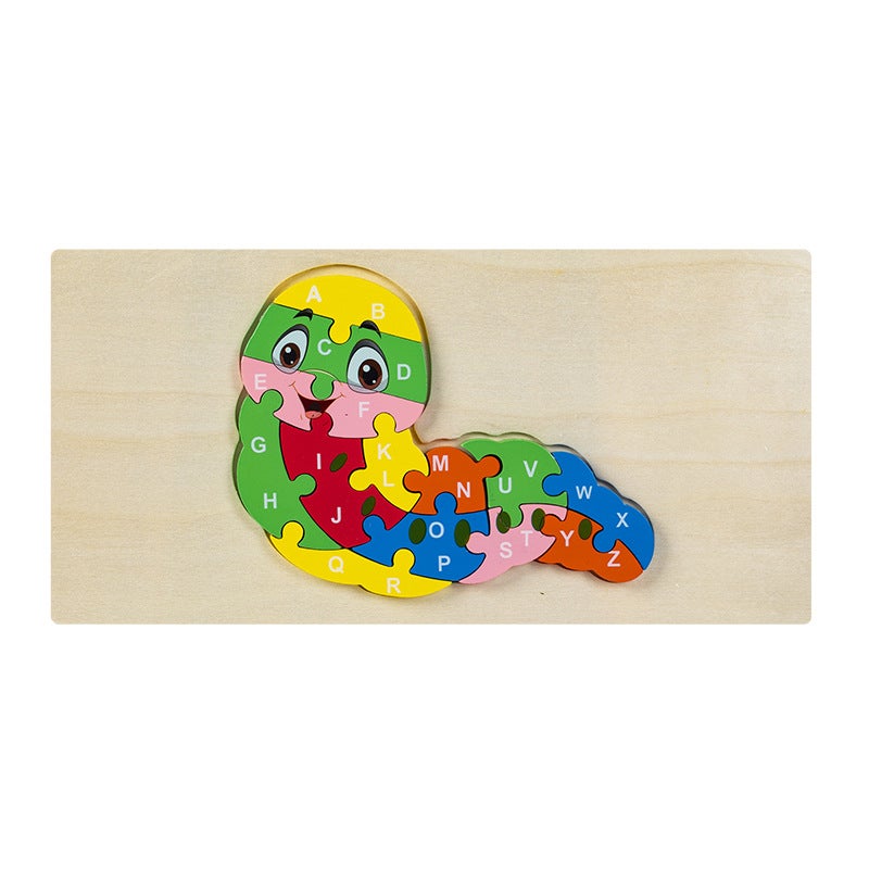 Wooden Jigsaw Puzzle Toys Children'S Early Education Alphabet Cognitive Puzzle Three-Dimensional Buckle Puzzle Building Blocks Educational Toys - Image 1